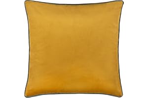 furn. Meridian Cushion Cover – Luxury Contrast Piped Velvet Decorative Case (Ochre/Teal - 45x45cm)