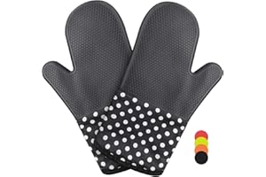 Lookka Silicone Oven Gloves,Heat Resistant,Soft Cotton Lining with Non-Slip Surface,for Kitchen Cooking, Barbecue,Set Baking,Pizza Oven Gloves