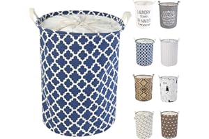 LessMo 17,7" con Coulisse Portabiancheria Bagagli Sorter, Pieghevole Pop-Up Lavanderia Cesti, Impermeabile Rotonda Cotone Lino