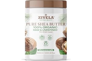 Zivela 100 % Bio Beurre de Karité 1000ml non Raffiné & Pur – Soin Corporel Naturel, Hydratant et Nourrissant, Adapté à Tous les Types de Peau