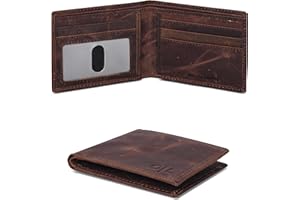 OAK LEATHERS Real Slim Leather Wallet for Men - RFID Blocking Bifold Thin Wallets Credit Card Front Pocket Minimalist Billfold
