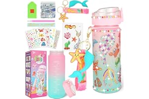 MUSUNFE Decorate Your Own Water Bottle Kits for Girls Age 4 5 6 7 8 9 10 11, Mermaid Gem Girls Diamond Painting Crafts, Fun Arts and Crafts Gifts Toys for Girls Birthday (Mermaid)