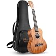 Hricane Tenor Ukulele 26" Mahogany Ukelele Starter Kit With Gig Bag, Tuner, Strap & Aquila Strings