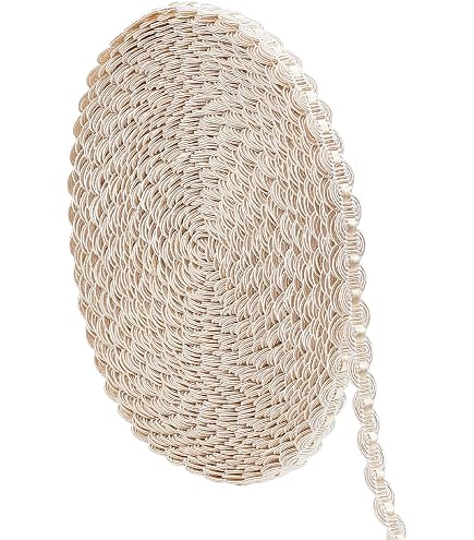 Decopro – Pacco Convenienza Treccia Passamaneria Vintage – 5,5 M, Larga 5 Cm, Colore Verde Oliva/oro Chiaro/bianco