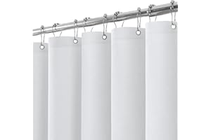 VANZAVANZU Duschvorhang Leinen mit Metall Duschvorhangringe Stoff Textil Badewannenvorhang Anti Schimmel Bad Vorhang Set Wasserdicht Badewanne Vorhang Schwerer Shower Curtain Badezimmer - 182 x 182cm (Weiß)
