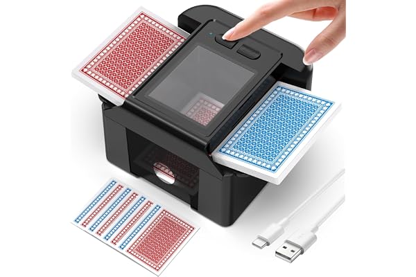 ShinePick Mélangeur de Cartes Automatique, Melangeur de Carte électronique Rechargeable USB, Automatique/Manuel 2 Modes, 1-2 Ponts, pour Jeu de Cartes/UNO/Poker/Texas Hold'em/Blackjack