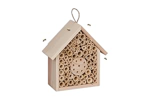 Relaxdays Casetta per Api, Hotel in Legno per Insetti, Giardino e Balcone, da Appendere, 20,5 x 19,5 x 8,5 cm, Marrone, bambù