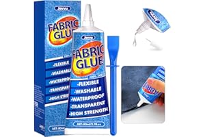 Jevvu Fabric Glue, 80ml Strong Fabric Adhesive for Clothes, Permanent Washable Material Repair Glue for Fabric, Crafts DIY, Upholstery, Textiles, Doll Repair, Felt and Badges