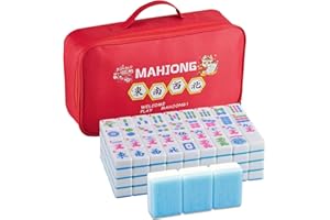 YINIUREN American Mahjong Tile Set 166 Mahjong Tile Set 1.2-inch Blue American Mahjong Set with Mahjong Storage Bag