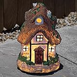 TERESA'S COLLECTIONS Flocked Fairy House Garden Ornaments with Solar