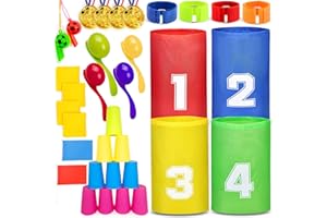 Chennyfun Sports Day Kit, 38 Pieces Outdoor Games Set for Traditional Lawn Games & Garden Races Includes Sack Race, Egg and Spoon, Legged Race Bands, Whistles and other, Family Games For Adults Kids