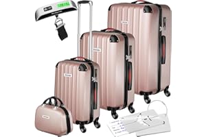 TecTake® Set de Valise de Voyage 4 Tailles Grande Taille & Cabine Petite Valise Sacs de Voyage Sac Maternité ABS avec roulettes Pivotantes 360° Cadenas Poignée télescopique