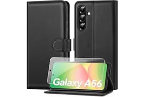 ivencase Handyhülle Kompatibel mit Samsung Galaxy A56 5G Hülle und Schutzfolie, Premium PU Schutzhülle [RFID-Blockierung] [Kartenfach] [Magnetverschluss] [Standfunktion] Flip Wallet Case, Schwarz
