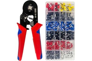 Bootlace Ferrule Crimping Tool, HFAN HSC8 6-4A 0.25-10mm² AWG23-7 Self Adjusting Ratcheting Ferrule Crimper, Wire end Cord end lug Plier Crimping Tool with 1250 Terminal Crimp Connectors