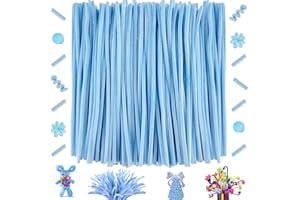 OUYIWEIMAOYI 200 Pcs Bastoncini in ciniglia, Scovolini colorati，Steli di ciniglia decorativi,Decorativi in ciniglia Per Artigianato fai da te, Decorazioni, Natale,Creativi lavoretti (light lake blue)