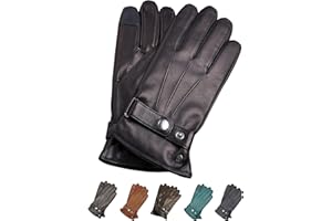 AKAROA ESTD 2019 Lederhandschuhe Herren RON, Touchscreen Funktion, italienisches Leder, recyceltes Strickfutter aus 50% Kaschmir und 50% Wolle, 5 Größen S - XXL