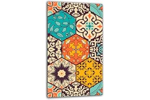 TMK ARTDEKO TMK | Placa protectora de cocina de 30 x 52 cm, una sola pieza, de cristal, protección contra salpicaduras, diseño de mosaico multicolor