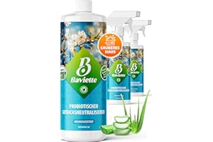 Baviette 1L Konzentrat – Geruchsneutralisierer für Haushalt & Tierbereiche, mit probiotischen Mikroorganismen, geeignet für Teppiche, Polster, Auto-Innenraum & Haustierplätze, biologisch abbaubar