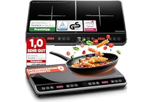 ‎STILLSTERN Stillstern Doppel-Induktionskochfeld | Doppel-Induktionskochplatte [3600W] mit Lautlos-Funktion & Turbo-Boost, 12-28cm, 18 Temperaturstufen & Leistungsstufen, 24h Timer, Kindersicherung, Touch