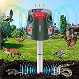 Repulsif Chat Exterieur, 360° Ultrason Solaire Répulsif Taupe avec Détecteur de Mouvement et Lumière Clignotante, Etanche IP6