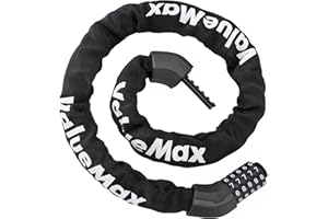 ValueMax Chaîne Antivol Vélo à Code de 1000 mm * 8 mm avec 5 Chiffres Mot de Passe, Cadenas à Vélo en Acier Trempé Haute Sécurité pour vélo, Moto, Porte, Portail