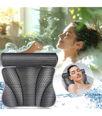 Coussin De Bain UCAMP Avec Ventouses - Oreiller Ergonomique Pour Tête Et Dos - Séchage Rapide