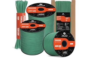 Abma Cord Paracord 4mm 9 Hebras 10m Cuerda de Nylon Cuerda Paracord Tipo III 620lbs - MAX. 280 kg - Kelly Verde