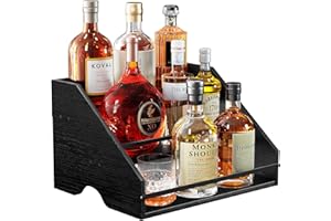 Nuovoware Étagère Bouteilles Liqueur, Étagère Bar Bouteilles Liqueur, Étagère Bouteilles Liqueur 3 Niveaux, Armoire Vin Bouteilles Liqueur, Mini Bar Armoire Bar 12 Bouteilles, Charbon Noir