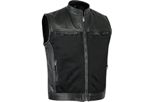 Leatherick Gilet en cuir véritable durable de style perforé pour hommes excellent style - Noir (S)