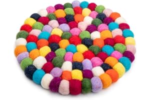 Woolygon Funtersetzer aus Filz – Getränkeuntersetzer aus Filz Für Warme Gerichte, Niedliche Tisch- und Autountersetzer, Hitzebeständiges, Langlebiges Filzdesign, Handgefilzt in Nepal – 7,8 Zoll