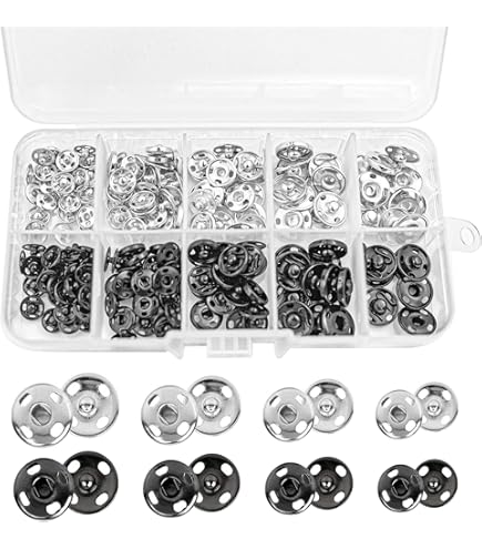 Ptwola 120 stuks plastic drukknopen om te naaien, 7/10/15/20 mm, transparante drukknopen, onzichtbare knopen voor het naaien van kleding, knutselen, overhemden, broeken, tassen