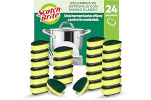 Scotch-Brite Recambios de Estropajo con Mango para tareas difíciles, 24 Unidades - para Limpiar Ollas, Sartenes y Bandejas de Horno