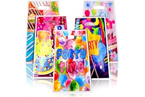 ABEILLO 25 szt. torebki na prezenty urodzinowe cukierki，urocze różowe plastikowe torebki na prezenty Torebki na słodycze dla dzieci Chłopcy Dziewczynki Przyjęcie urodzinowe (10 x 6,8 cala)