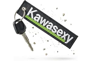 RENEGADE Motorcykel nyckelring av tyg med nyckelring broderad och reptålig (130 x 30 mm, svart). Perfekt för din motorcykel (Kawasexy svart), svart, 130 mm