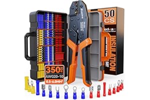 Preciva Crimpzange Set, Kabelschuhzange mit Ratschenmechanik + 350 farbcodierte Kabelverbinder (0,5-6mm²) – Komplettset für Auto, Elektroinstallation & Heimwerker