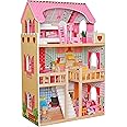 Large Wooden Play Doll House With Accessories & Furniture Role Play Doll House 4 Designs Christmas, Birthday Girls Gift (Design 7)