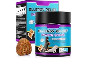 HUALIJIA Dog Allergy Relief Treats, Itch and Immunity Treats for Dogs - Soothe Itchy Skin, Paws, Eyes, Ears - Stop Itching, Licking, Scratching for All Breeds and Sizes, Peking Duck Flavor (30 Count)
