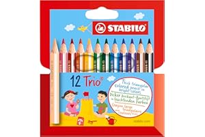 STABILO Trio thick short - Triangular Colouring Pencil - Pack of 12 - Assorted Colours