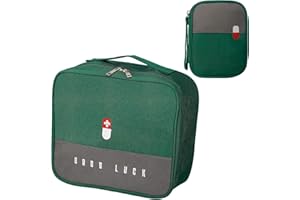 Jukibole Lot de 2 sacs à médicaments - Grande capacité - Vides - Étanche - Portable - Pour la maison, le bureau, les voyages - Gris, vert, Simple