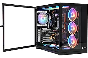 Talius Boîtier PC Gaming Zeus Noir Fenêtre Verre Trempé Avant et Porte Latérale Structure Modulaire Double Caméra USB 3.0