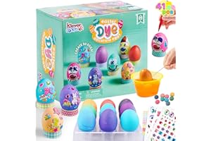 KLEVER KITS Klever 41 Pcs Easter Egg Decorating DIY Kit with Dye Tablets and Easter Stickers, Coloring Dyeing Set for Kids Easter Theme Party, Egg Hunt Creativity Activity