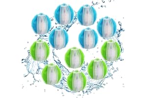 RZMZBY Bola Lavadora Ecologica, Herramienta de Limpieza de Bolas de lavandería para Eliminar Pelusa de Nailon y de 6 azules y blancos y 6 verdes y blancos para Lavadora atrapa pelos lavadora mascotas