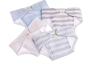 JC Toys - Zestaw 4 pieluch dla lalek od 36 do 43 cm, nadające się do prania i wielokrotnego użytku, idealne do zabawy, wielokolorowe niebieskie, zaprojektowane w Hiszpanii przez Berenguer, +2 lata,