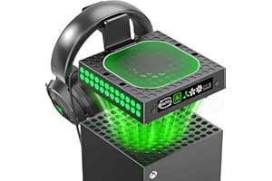 KOSKER Xbox Series X Cooling Fan Dust Cover with Auto Mode, Xbox Series X Fan with 9 RGB Lights, Built-in AUTO Adjustable Fan Cooling System, Xbox Series X Top Cooler, Cooling Stand with Headset Holder