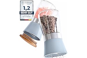 Hannah's Homebrand - Salz und Pfeffermühle mit Keramikmahlwerk - robuste Salzmühle für grobes Salz - ohne Inhalt (2er)