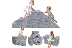 MeMoreCool Foam Climbing Couch for Toddlers, Modular Kids Sofa with Slide and Stairs, Convertible Baby Couch for Playroom, Sectional Furniture for Crawling, Climbing and Play for Kids