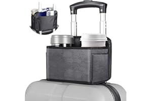 Portabicchieri Viaggio per Bagagli, [Liberare le Mani] Spopal Portabicchieri, Portabevande Portatile Tazza da Caffè per Manici per Valigie Viaggiatori, Assistenti di volo, Accessori per Viaggiatori