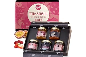 Gepp's Feinkost Frühstück Marmeladen Set I Mini Konfitüren in verschiedenen Geschmacksrichtungen I Geschenk mit Spezialitäten wie Mango Ingwer Erdbeer & Champagner Fruchtaufstrich zu Weihnachten
