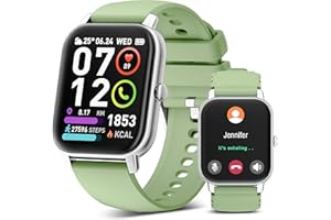 Poounur Montre Connectée Homme Femme avec Appels Bluetooth, 1,85'' Smartwatch avec 112 Modes Sportifs, Cardiofrequencemetre, Sommeil, Etanche IP68, Bracelet Montre Connectée pour Android iOS, Vert