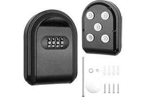 COITEK Magnetic Key Holder with Lock, Magnet Key Lock Box Hidden Under Car, Secure 4-Digit Combination with Resettable Code For for Indoor, Outdoor Store Car, Door Key (Black)